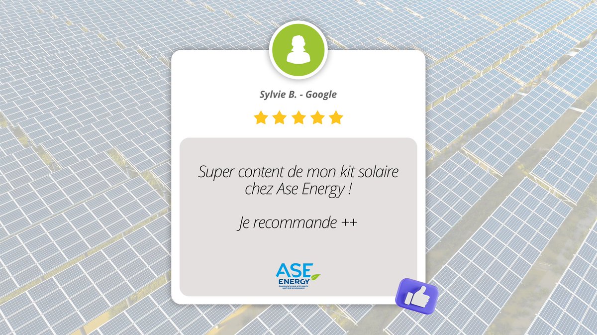 ase_energy's tweet image. #Avisclient 

Merci à Sylvie pour sa confiance et d’avoir pris le temps de nous laisser ce bel avis ! Notre équipe reste à votre disposition pour vous assister dans vos projets et vous proposer le meilleur service client ! 😉 

#Clientcontent #Happyclient #ASEEnergy