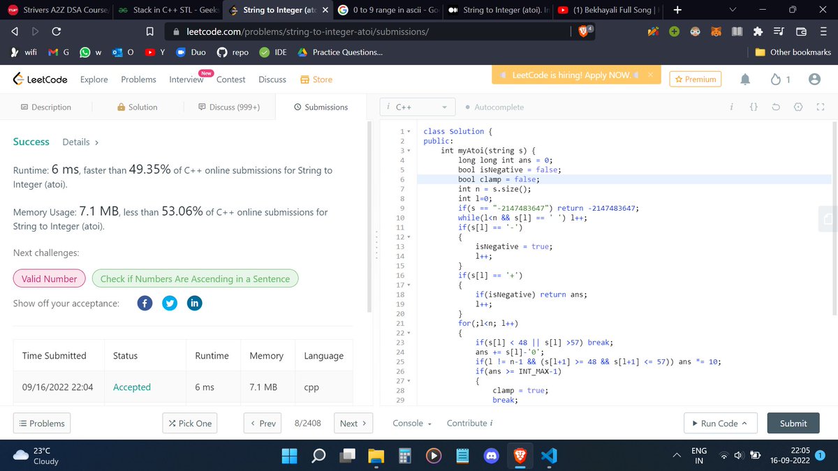 SumrenderS's tweet photo. Day 78 of the 100 Days of Code
@CodeinCommunity @MinutesCoding
Q - String to Integer
Code: https://t.co/GgXagLIv8u
Discord community: https://t.co/MMcOpdDSba
#100daysofcodechallenge #codeincommunity #codein100daysofcode #s100daysofcode #coding https://t.co/f3BrqU24lT