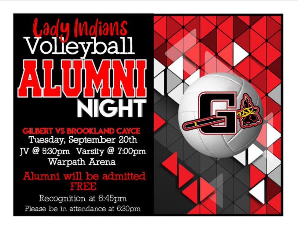 We are excited to welcome back the former Lady Indians that helped pave the way for our program.  We are recognizing volleyball alumni at our match on September 20!! Please email Coach Hendrix, shendrix@lexington1.net if you plan to attend!! #onceanindianalwaysanindian ❤️🏐🖤