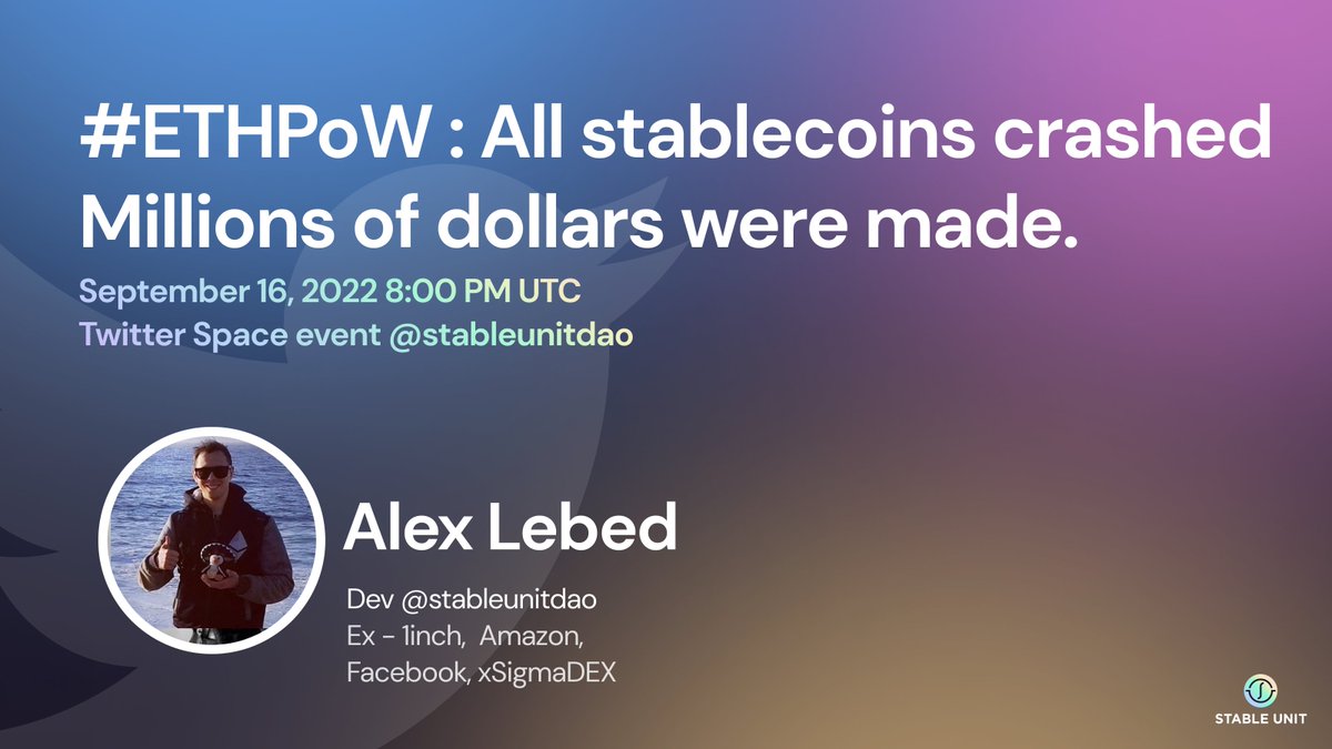 stableunitdao's tweet photo. 🐧 New week; New Twitter Space, 

Today we'll be talking about #ETHPoW, the consequence of the Ethereum merge and much more🔥

⏰ So don't forget to join us and set your reminders for today at 8 P.M UTC⏰ 
https://t.co/EWjHivwBkG https://t.co/myDYS4e0rp