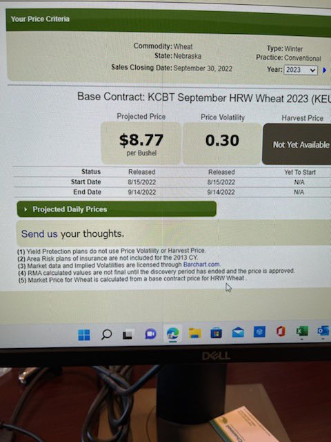 AgedgeInsurance's tweet photo. The projected wheat price for 2023 is $8.77. #Agedge https://t.co/aOhV6n8Fuo