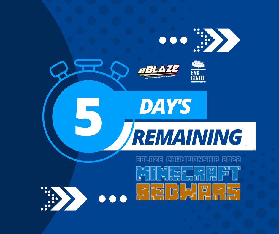 EMKCenter's tweet photo. 05 days left!
Register now to join the eSports competition ''Minecraft Bedwars 2022'' at EMK Center on September 23, 2022.
Registration Link: https://t.co/uBP9JawSfQ
Details: https://t.co/a4N5fifvi5

#emkcenter #eblaze #esports  #bangladesh #minecraft #minecraftbedwars https://t.co/yJBD04QvC0
