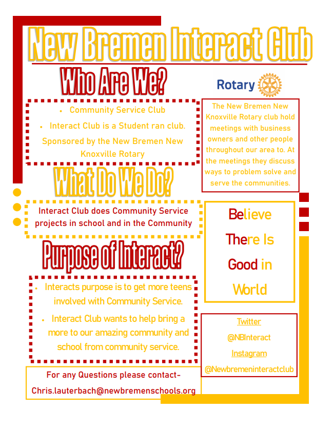 NBInteract's tweet photo. Never heard of New Bremen Interact Club? Here is a little information on the brand new club at New Bremen High School! https://t.co/cltf9IV4L4