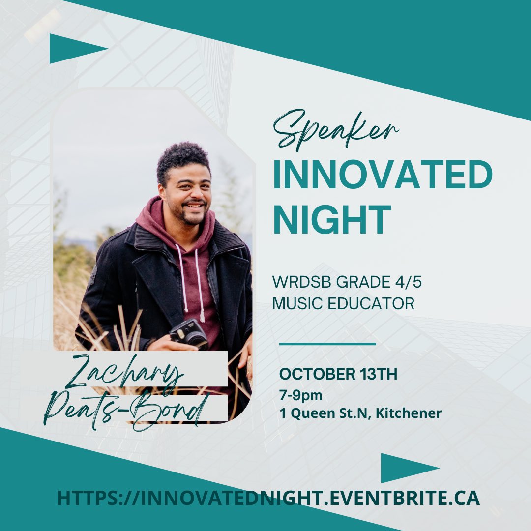 Happy Friday #onted 🙌🏼 We’re thrilled to introduce you to @MrPBsMusicClas1 - one of our InnovatED Night speakers. Deeply committed to community building, innovation through technology & joyful music education - he’ll share his passion on October 13th! eventbrite.ca/e/innovated-ni…