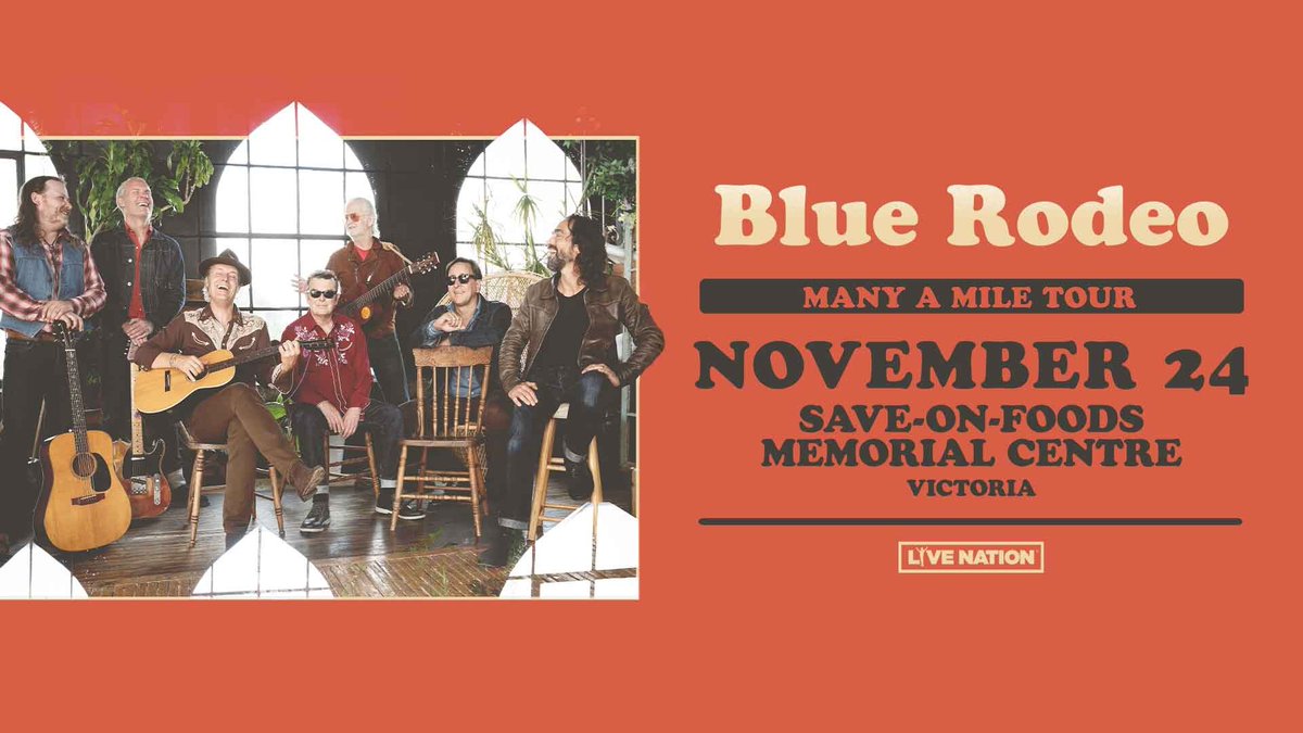 sytnews's tweet photo. Announcement! BLUE RODEO β Many a Mile Tour is coming to @SOFMCVIC in Victoria on Thursday, November 24!
Tickets on sale Friday, September 23 at 10am π«
More info at: https://t.co/w9G0qGU7yZ
#Victoria #YYJ #VancouverIsland #VictoriaNow https://t.co/12gVUK48Ry