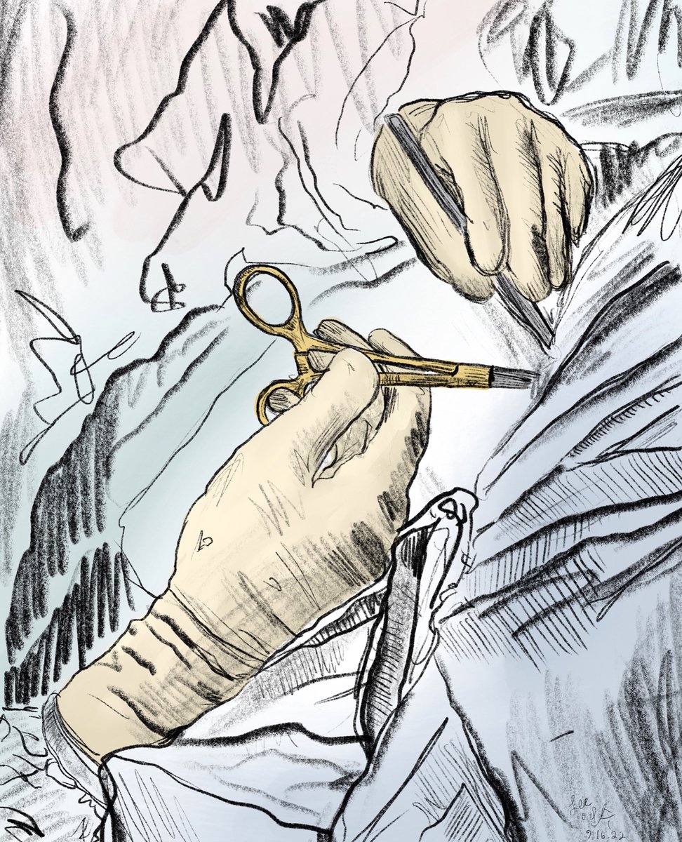ysaralee's tweet photo. A study of a surgeon’s hands. Sketched today during my lunch break (currently on fam med clerkship!) as brainstorming for a project I’m working on for an awesome female surgeon. https://t.co/v3OZbWfn7x