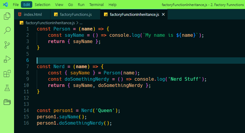 QueueElTee's tweet photo. Day 49:

🔶 ORGANIZING JAVASCRIPT CODE → Learnt About:
🔹Private variables and functions.
🔹Inheritance with factories.
🔹The module pattern.
🔹Immediately Invoked Function Expressions.

#TheOdinProject #100DaysOfCode #javascript https://t.co/EPlhQjMHSO