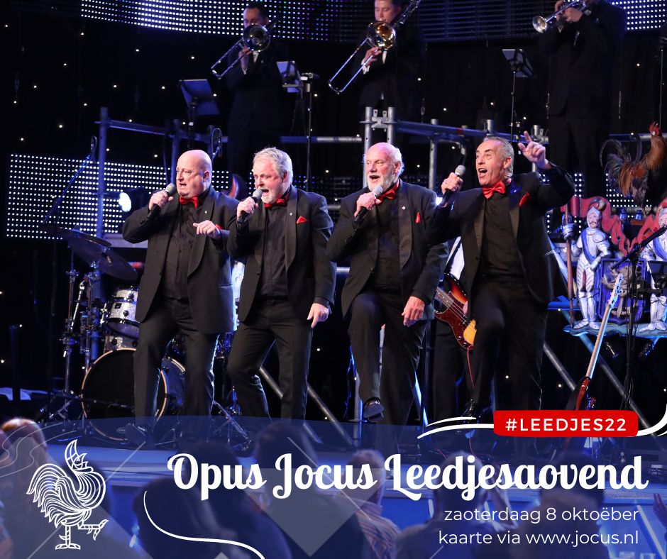 🎉 OPUS JOCUS LEEDJESAOVEND 🎉
Bis dich d'r beej?

📅 zaoterdaag 8 oktoëber
📍 De Maaspoort Theater &amp; Events Venlo 
🎫 jocus.nl

Miër euver de 11 leedjes: jocusvenlo.nl/niejs/3608-fin…

#leedjes22 #goodveurtgemood #venlo #vastelaovend