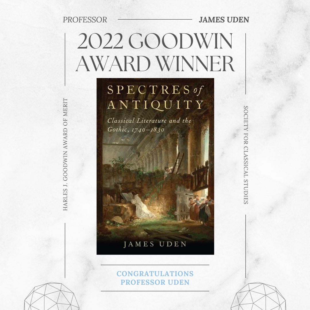 BUClassics's tweet image. James Uden, Department Chair and Professor of Classical Studies is now one of the Society for Classical Studies&apos; Charles J. Goodwin Award of Merit winners! Congratulations Professor Uden! classicalstudies.org/scs-news/2022-…