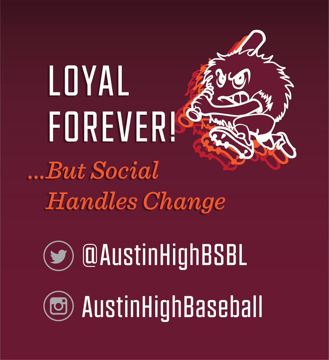 AustinHighBSBL's tweet photo. Throwing you a curve ball... updated Social Handles Below #AustinHighBSBL #LoyalForever https://t.co/n6EJTYuHNz