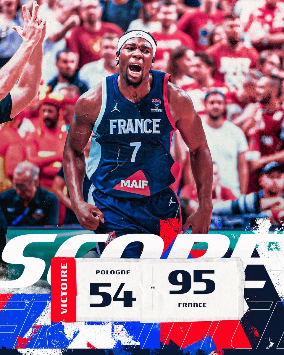 +41, ON EST EN FINALE 🔥

Incroyables en défense, les Bleus retrouvent la finale de l'<a href="/EuroBasket/">FIBA EuroBasket</a> 9 ans après 🙌

#TeamFranceBasket | #PassionnémentBleu | #EuroBasket | #POLFRA