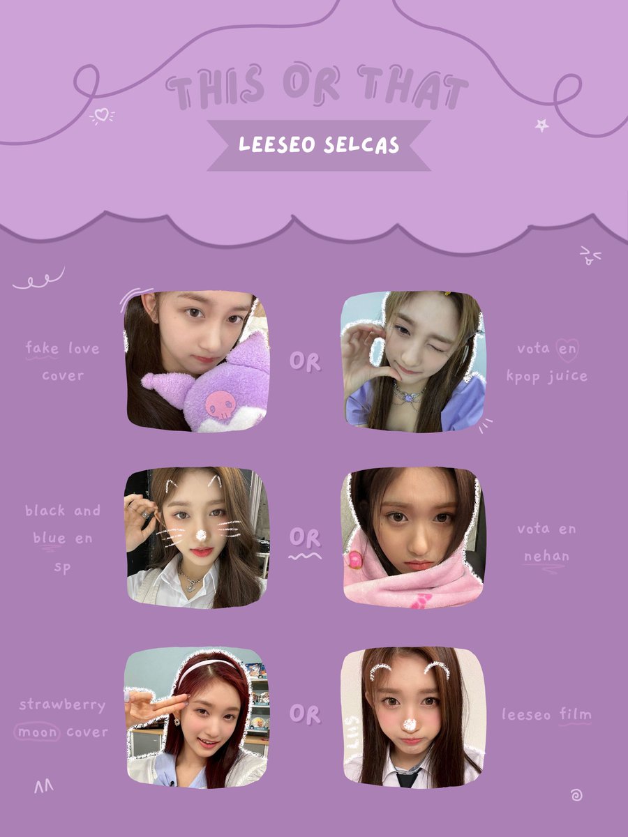 ot6support's tweet photo. — this or that ver. leeseo selcas

• hola, les dejo esta dinámica enfocada en los streams y votos diarios de #LEESEO https://t.co/9UjaJsz71w