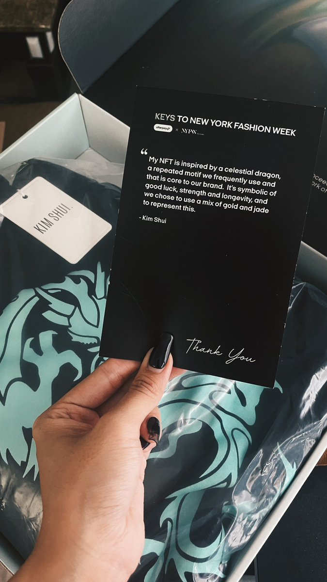 Thank you so much <a href="/KeysToNYFW/">KeysToNYFW</a>! I received my designer keepsake today, just in time for FW! 🐉🖤 <a href="/kimshuistudio/">KimshuiStudio NY</a> <a href="/nyfw/">NYFW</a> <a href="/AfterpayUSA/">Afterpay US</a>
