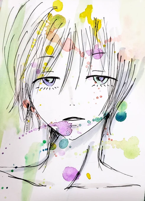 #自創作男子イラストフェス01白髪が大好きですだいぶ前に描いたものばかりです～。最近男子全然描いてないから描きたくなってきた…! 