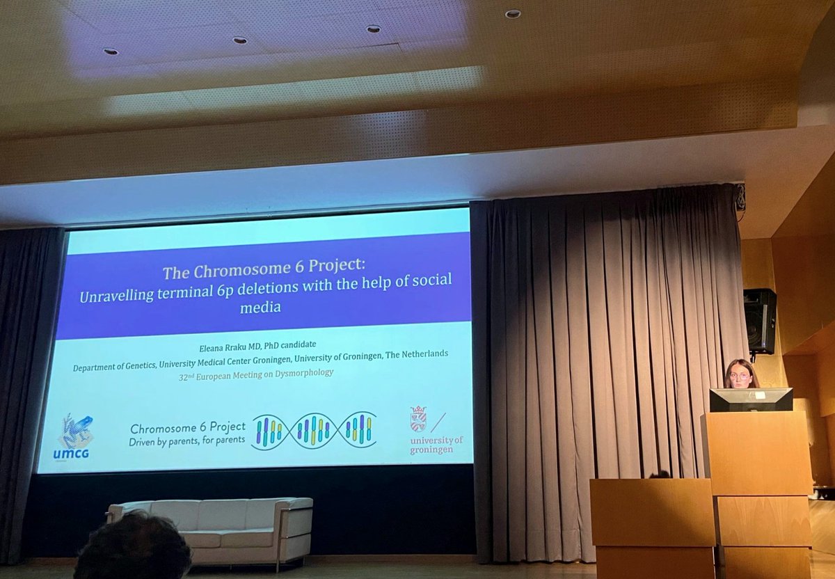 c6study's tweet photo. @AafkeEngwerda and @EleanaRraku presented their results on the phenotypes of terminal #6q and terminal #6p deletions on this year's #EuroDysmorpo, followed by a nice discussion on the collected data and future of the #chromosome6 project.
@CRavenswaaij @ERNIthaca @Hope4chromo6 https://t.co/JIVvlMNFWd
