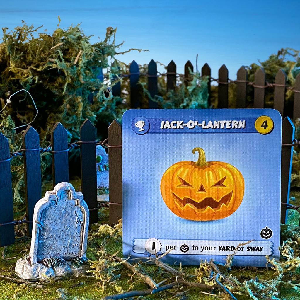 GadaboutGames's tweet photo. What #halloween would be complete without a jack-o'-lantern? We close our previews with the emblem of the season itself – and a reward for every scary card that you can pack into your yard!

#turfwargame #boardgames #kickstartergames #kickstarter https://t.co/EdypAu8O6E
