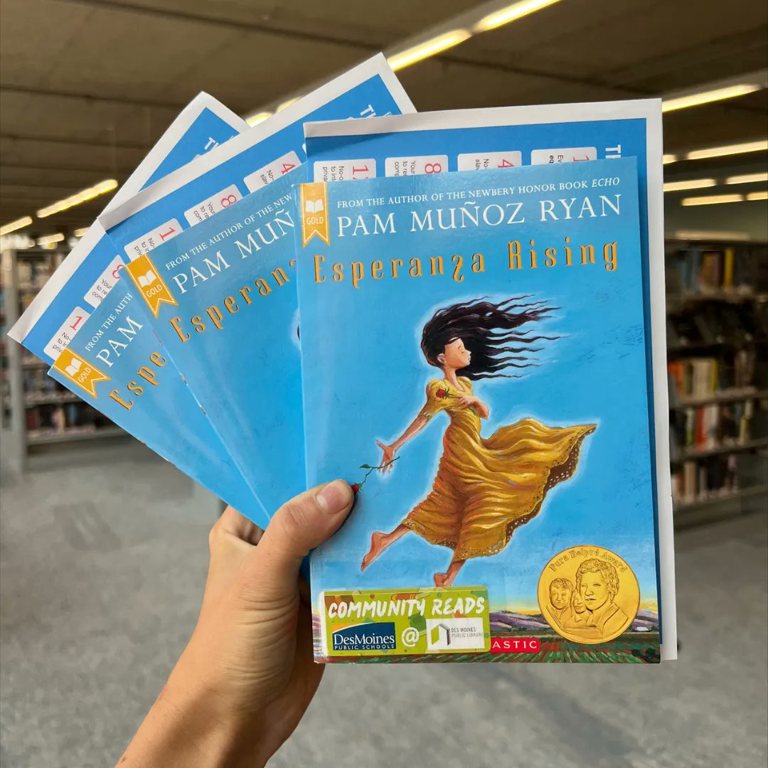 dmpl's tweet image. Exciting news! Copies of Esperanza Rising are now available to pick up at all DMPL Locations. Learn more about the Community Reads program in partnership with @DMschools and make plans to join us for the discussions in October. dmpl.org/dmpl-dmps