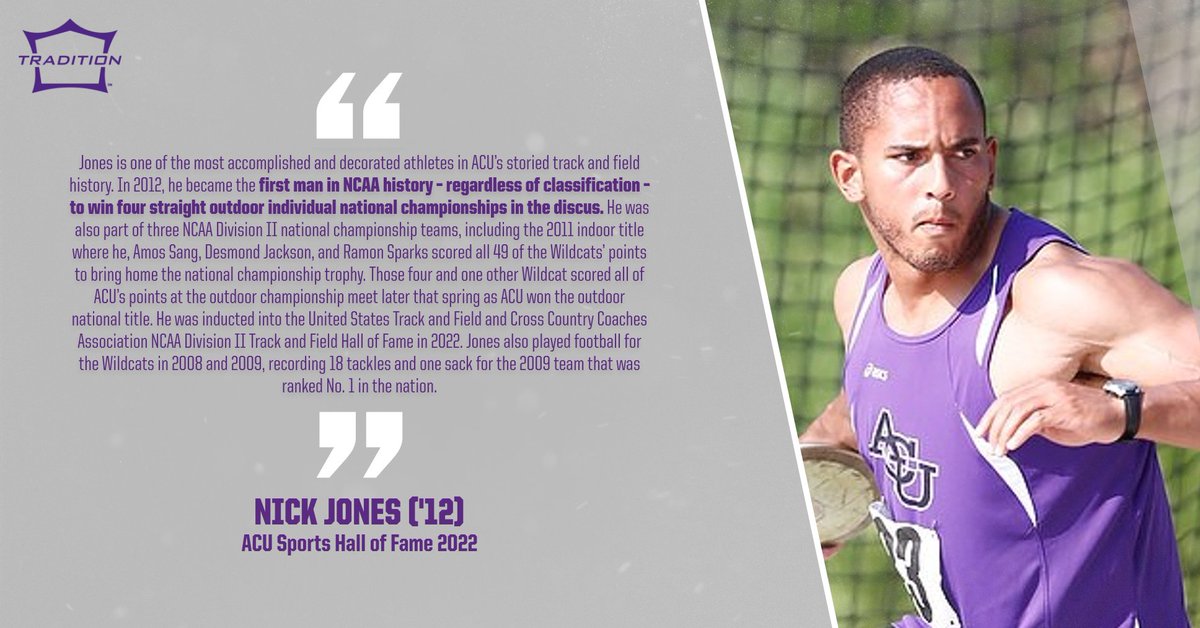 ACU_TFXC's tweet photo. Nick Jones ('12) needs no introduction. 

One of the greatest throwers in Wildcat history, and under the tutelage of current head coach Jerrod Cook, Jones dominated the NCAA Division II landscape in the discus and shot put during his storied career.

#ACUTF | #Tradition https://t.co/U3QGQR945G