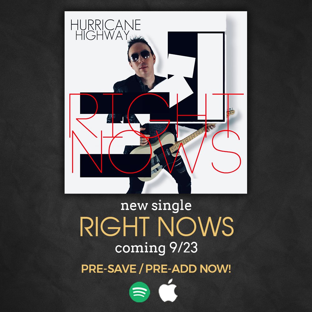 💥 We're excited to announce our new single -- RIGHT NOWS -- is coming Fri 9/23! Pre-save now for an exclusive preview of the song PLUS a first look at the upcoming music video! 🎧 Pre-save RIGHT NOWS > bit.ly/RightNows-Pres… #hurricanehighway #rightnows #newcountry