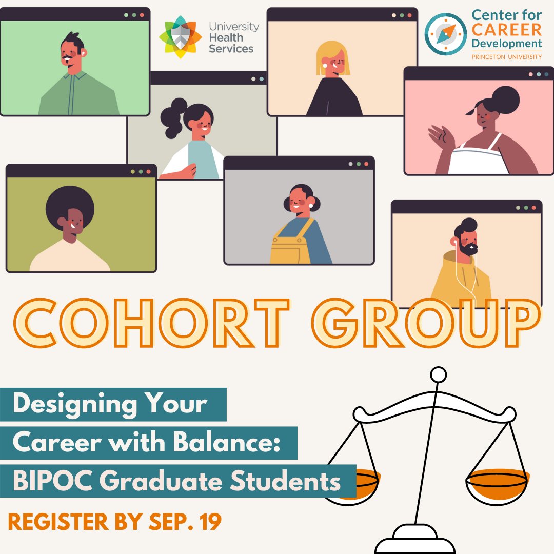 📣Designing Your Career with Balance: BIPOC Graduate Students📣 
This small, interactive cohort group will provide supportive space for BIPOC grads to explore well-being. Grads must commit to all 4 sessions (Oct 6, 13, 20, 27).  

⏳Register by Sept 19: forms.gle/Gut13qHLCgazMe….⏳