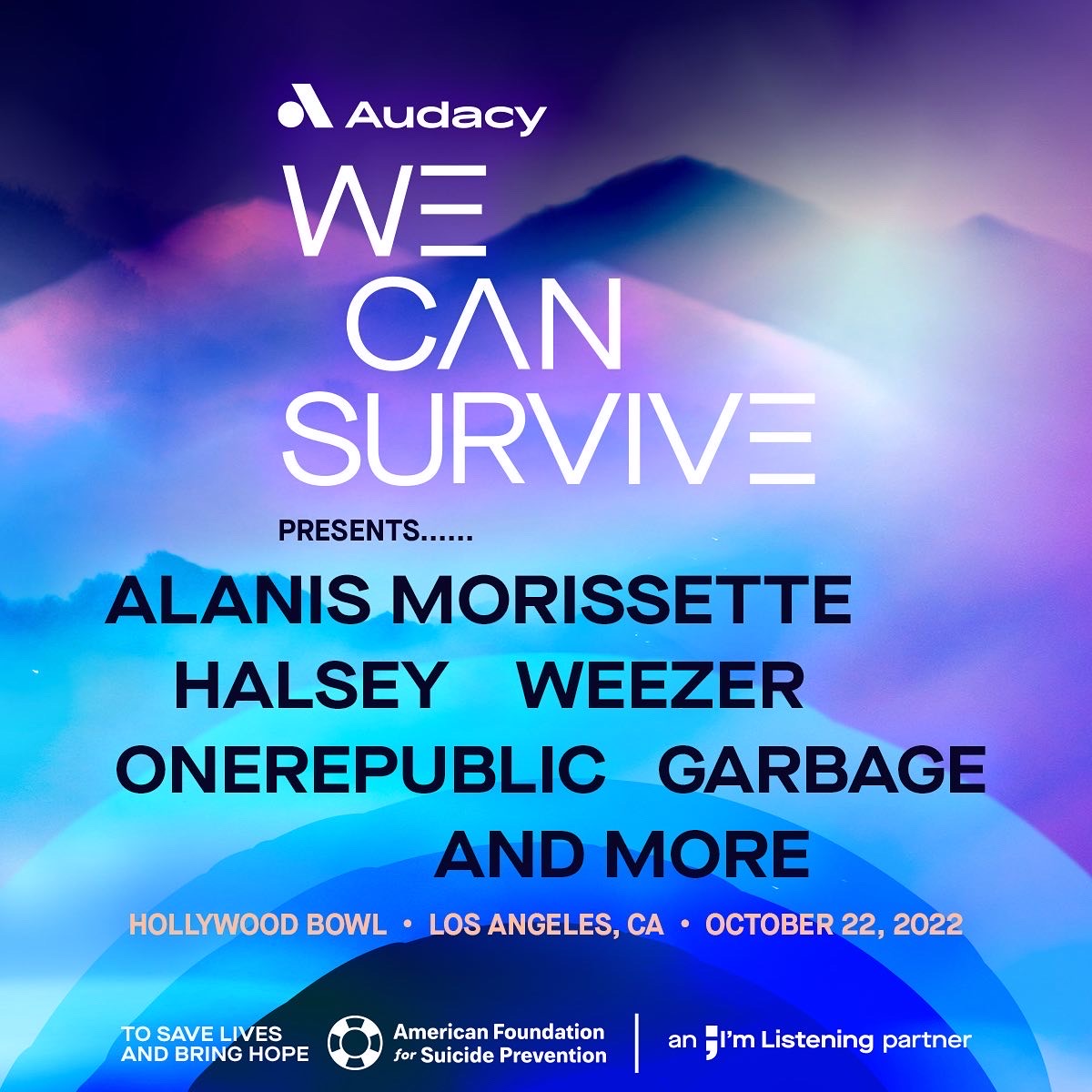ROQofthe80s's tweet photo. ON SALE NOW: See @Alanis @halsey @Weezer @OneRepublic @garbage + more at the Hollywood Bowl on Saturday, October 22nd for @Audacy's 9th annual @WeCanSurvive 🎇  #wecansurvive

🎟️: https://t.co/3QYUwfPAGO https://t.co/aYKwCIRRIt