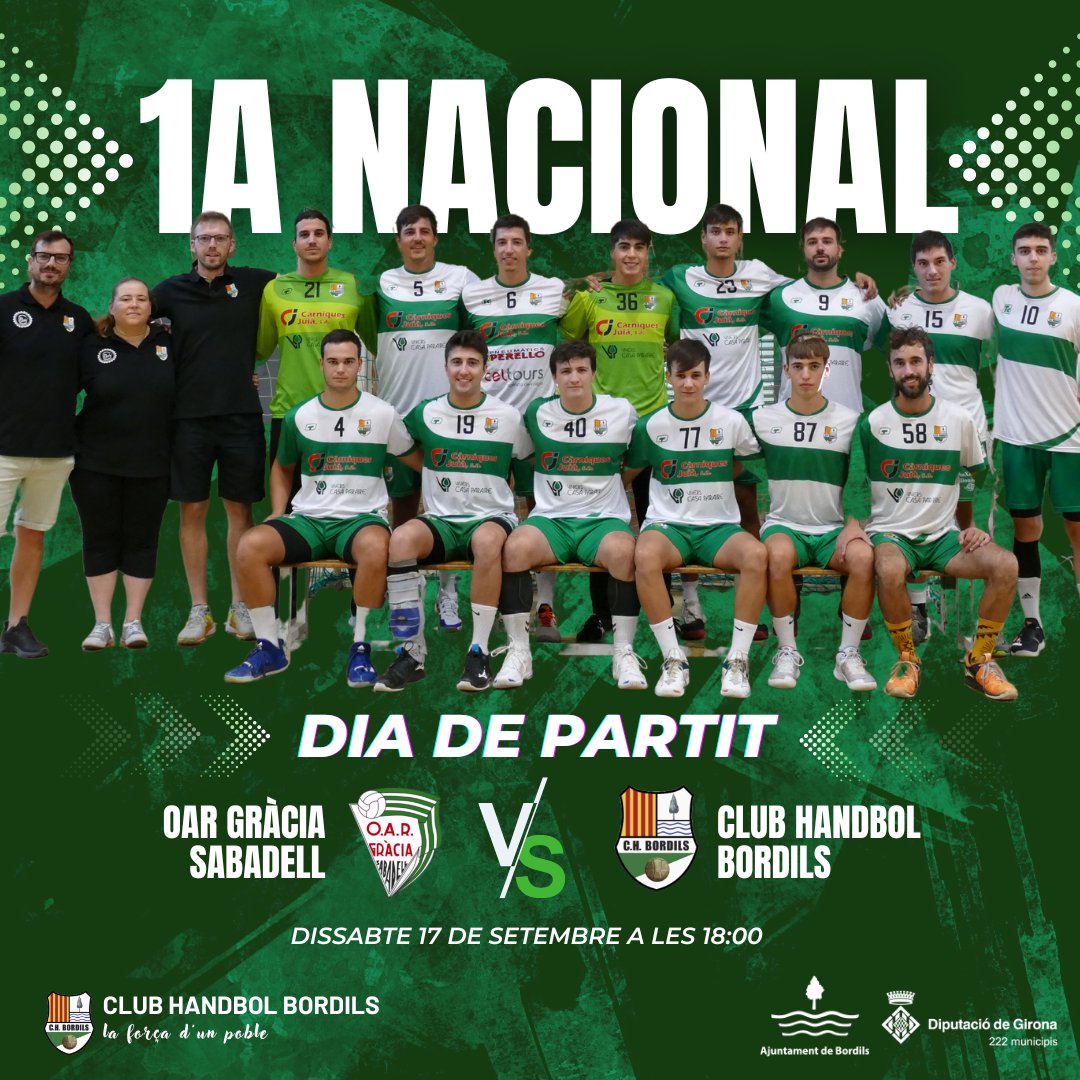 💚💪COMENÇA LA LLIGA!💪💚

 1a Nacional
📊 Jornada 1
📆 Dissabte 17/09
🕘 18:00h
🏟️ pavelló municipal OAR Gràcia Sabadell
🆚 <a href="/oargracia/">OAR Gràcia Sabadell</a> 
.
🎥 Streaming MyPlay OARGraciaSbd: app.myplay.com/public-live?li…
.
#laforçadunpoble