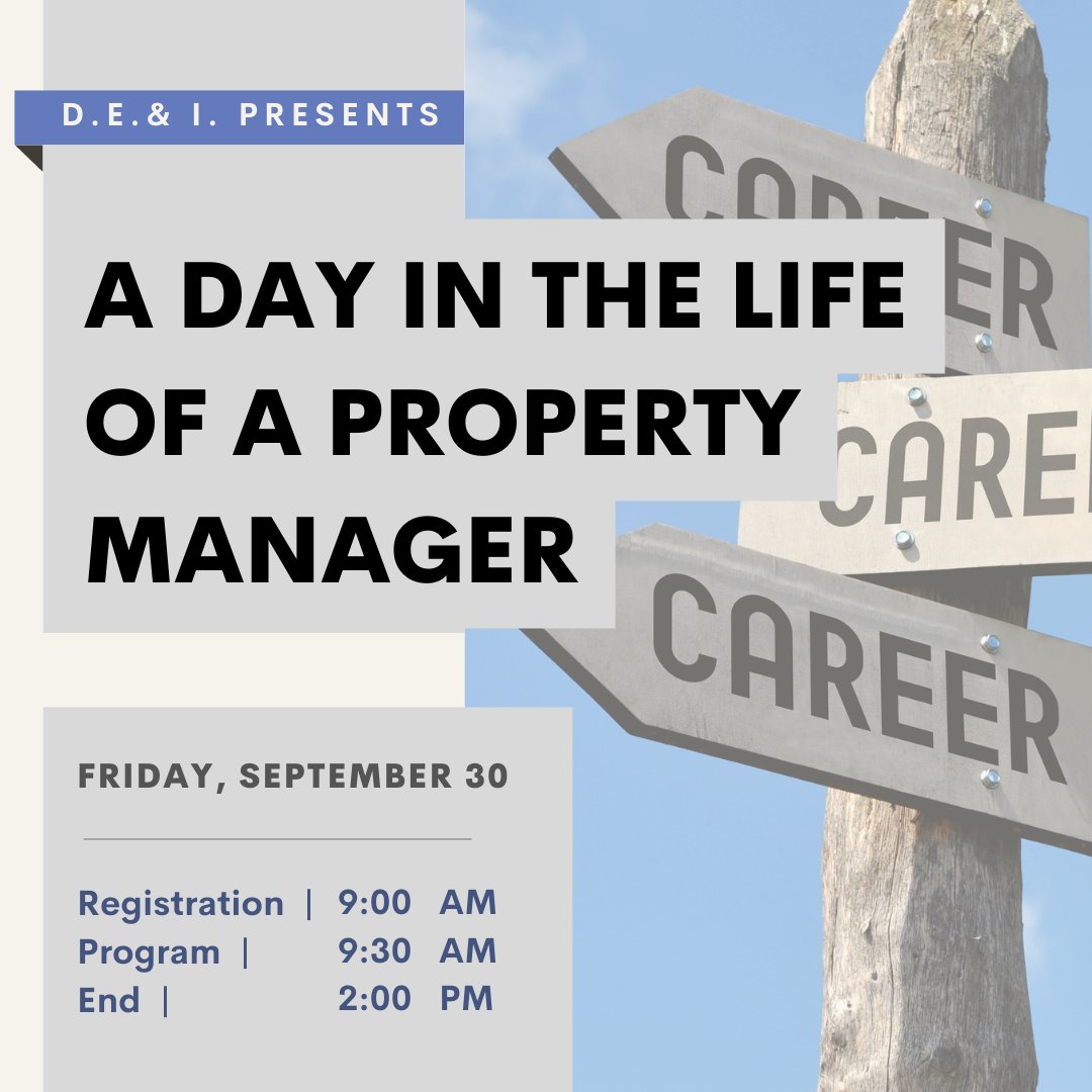 Attention students! Are you interested in commercial real estate? Experience a Day in the Life of a Property Manager with a building tour and introductions to various vendors and trades. Registration is free and lunch will be provided! Register Today! --> ow.ly/w4zs50KLNgq