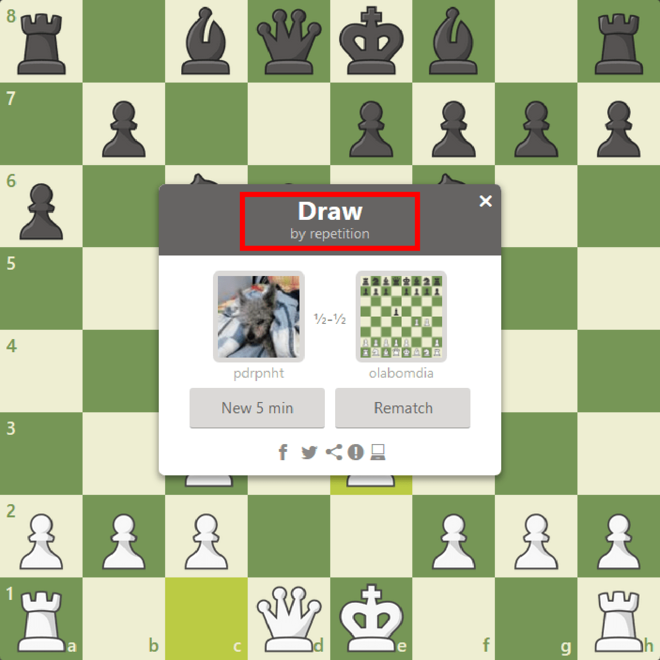 Chess.com Support on Twitter: "On @chesscom, these draws happen  automatically after the third repetition occurs. Knowing this rule can save  players from losing a game if they are in a bad position.