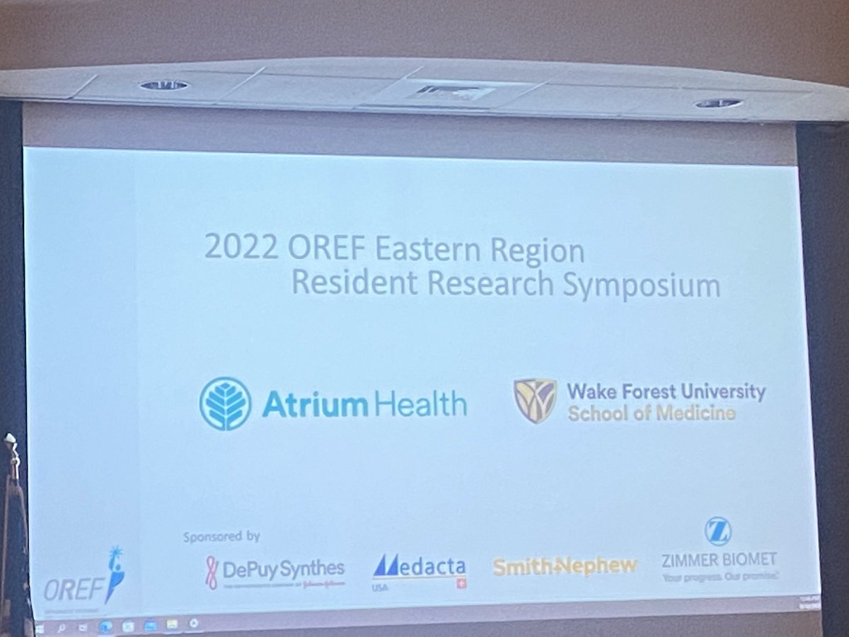 Thrilled to be hosting the @OREFtoday Southeast Region Resident Research Symposium! @AtriumMSKI @AtriumHealthWFB @AtriumHealth @CMC_OrthoRes @WakeOrthoRes @TMoormanMD