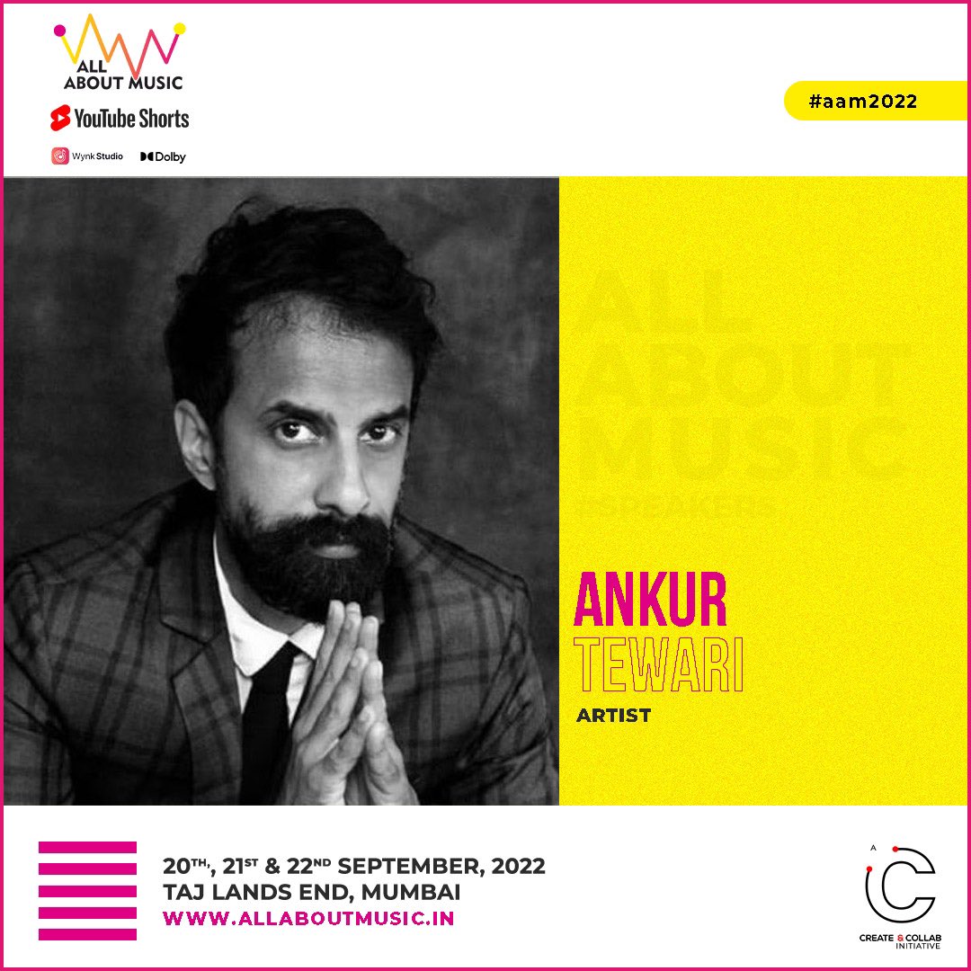 allaboutmusicin's tweet photo. Absolutely ecstatic to announce that Ankur Tewari is one of in-conversation artists at AAM'22!
Join in on the fun on the 20th, 21st and 22nd of September, at Taj Land's End.
#MusicBiz #MusicBusinessTips #MusicBusiness101 #CreateandCollab https://t.co/niTYLmCHUn