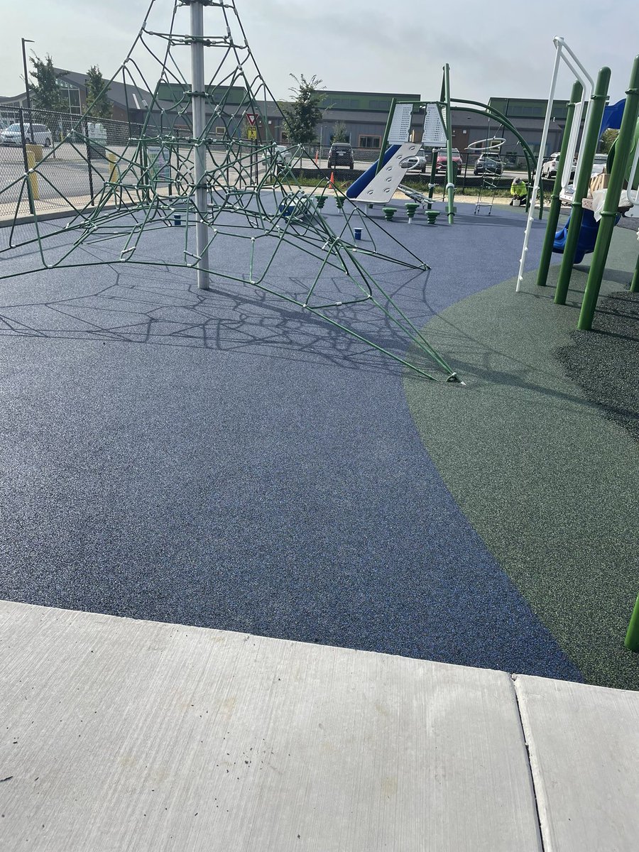 We are on the color phase of the new playground surface at Apollo! Very exciting!