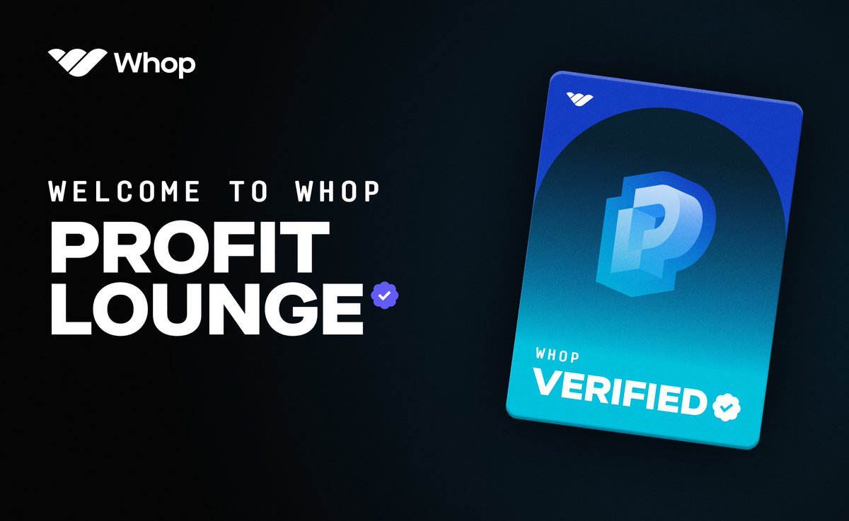 We're excited to announce <a href="/profit_lounge/">Profit Lounge</a> is now a verified partner on Whop 🥳

Safely join Profit Lounge today - whop.com/profitlounge

We're giving away two FREE 30-day Profit Lounge memberships to celebrate!

Like + Retweet for a chance to win 🥶