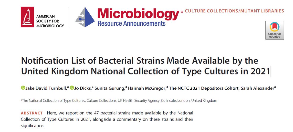 Proud to be an official depositor <a href="/NCTC_3000/">The National Collection of Type Cultures</a>. Our E. coli K-12 strains expressing mobile colistin resistance (MCR) proteins are available there for anyone that needs to use them. #AMR 
journals.asm.org/doi/10.1128/mr…