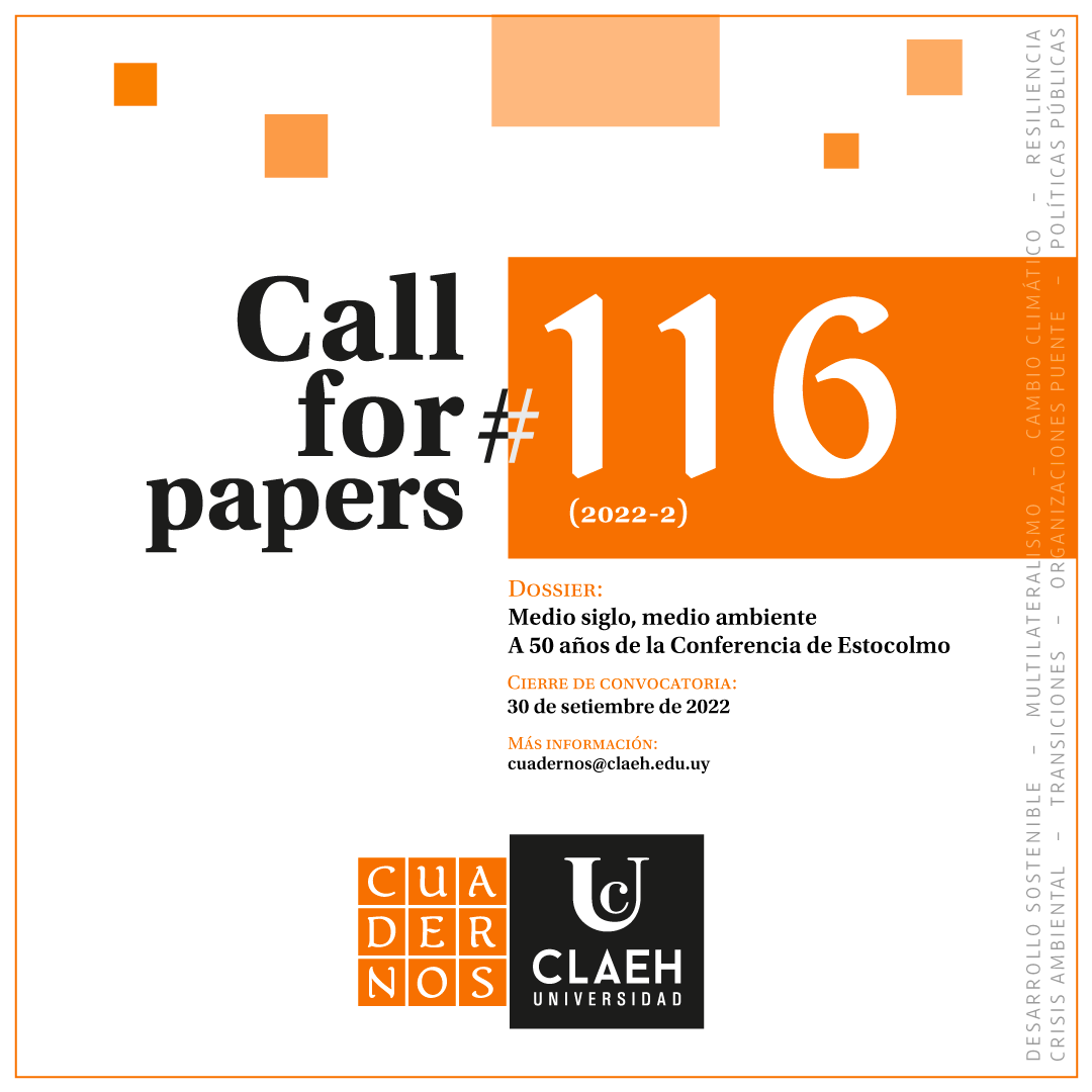 UClaeh's tweet photo. 📣¡Convocatoria abierta! 

📒 Cuadernos del CLAEH convoca a la presentación de artículos
para su edición n.º 116

◾ Tema central: Medio siglo, medio ambiente

ℹ️ Más información: https://t.co/rFVb6ZWBlN https://t.co/D2SO46FLcB
