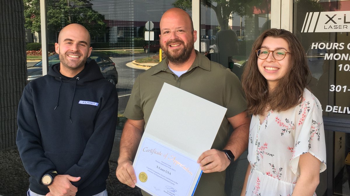 XLaser's tweet photo. We're so glad to have been a part of Howard County Business Appreciation Week 2022 and are so grateful to have had folks from @HCEDA stop by yesterday for a tour of our HQ in Laurel.
This small business is proud to call #HoCo home!
#XLaser #HCEDA #BusinessAppreciationWeek https://t.co/WdoNddFGcR