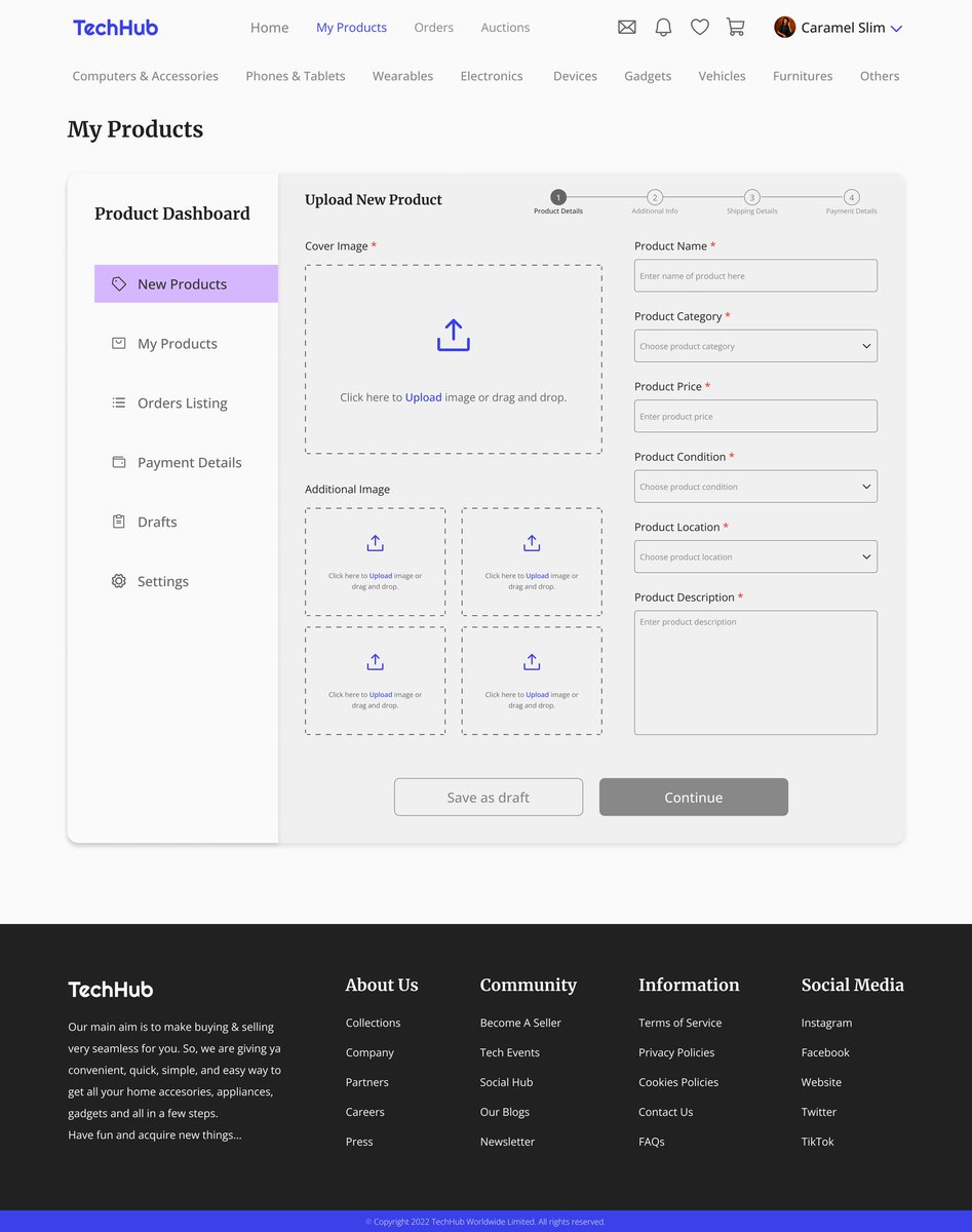 slimfit_zee's tweet image. Cooking done!
Day 28 of the @Ingressive4Good and @IMTConf design challenge. Task was continuation of Day 27. A marketplace for techies to buy and sell👌.

#I4G30DaysOfDesign #IMTConf #I4GDesignChallenge #uiuxdesign #figmadesign #design #figma #uiux #TechisHiring #WomenInTech #ui