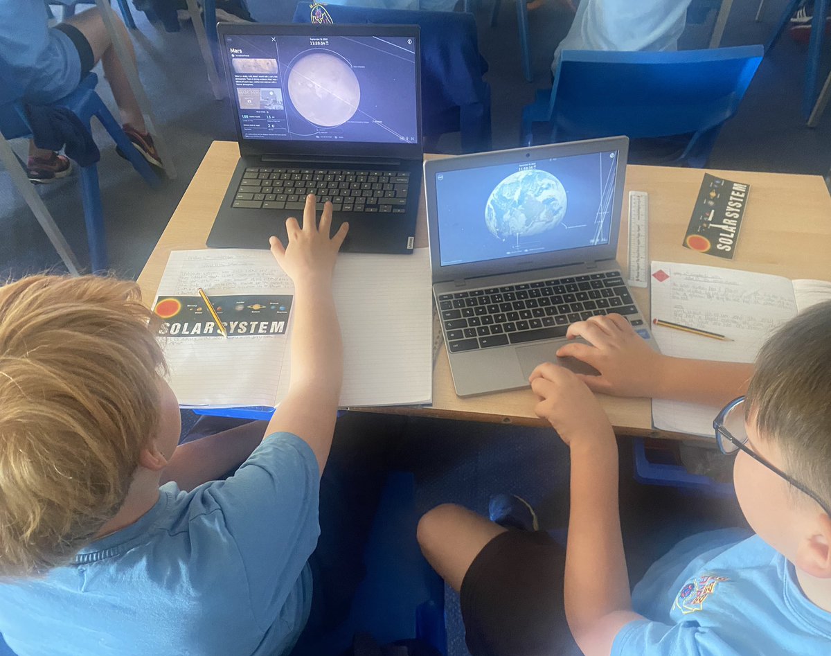 Y5Redgate's tweet photo. Singing, dancing and playing games with our inflatables all helped us have so much fun while learning about our solar system today. We also did our own research using @NASA resources to produce awesome work, well done Y5! #RCPScience #SpaceIsAce☀️🌍 🪐✨ @RedgateScience https://t.co/WHueX8eCpy