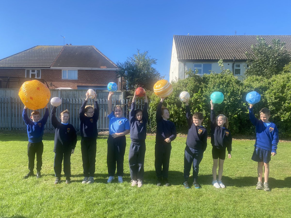 Y5Redgate's tweet photo. Singing, dancing and playing games with our inflatables all helped us have so much fun while learning about our solar system today. We also did our own research using @NASA resources to produce awesome work, well done Y5! #RCPScience #SpaceIsAce☀️🌍 🪐✨ @RedgateScience https://t.co/WHueX8eCpy
