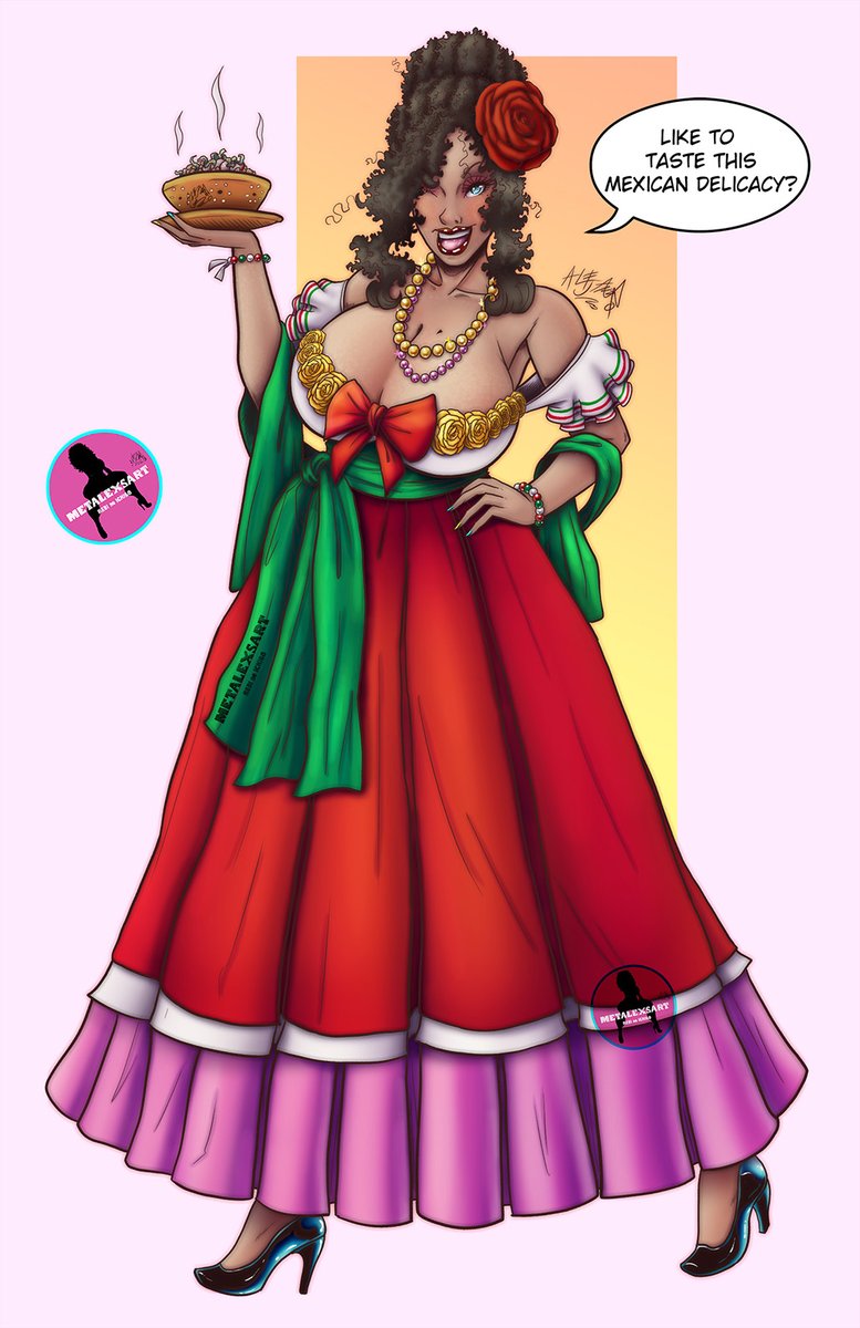 Metalexsart's tweet photo. Happy day uwu, how nice to wake up with the smell of gunpowder in the air and your belly still full of tacos, pozole and cochinita, but I couldn't draw anything special so here's a repost, it will be for the next one ;3

#mexico #mexicanfood #brunette #bigboobs #midnai_blues https://t.co/OkHLYd3Na6