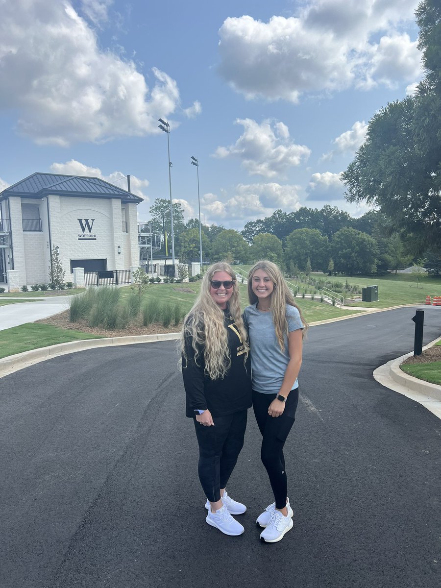 callensaxon11's tweet photo. Had a great visit @WoffordSoftball! The campus and facilities are so beautiful!! Thank you so much @CoachCButler @kara_shutt @alexandriasimmm. Can’t wait to be back soon! @CarolinaEliteS1 ✨🤍🖤 https://t.co/MVKVhQ6ikC