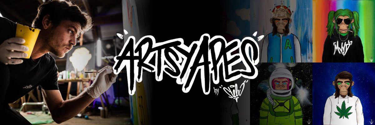ARTSY_APES's tweet image. Today we‘re celebrating the new &amp;amp; improooved ArtsyApes! -5- Winners get to see one of theirs early, grand prize is 1 -free- ArtsyApe! 🎁

Like, RT
Pimp your profile w/ one of these 2 #hawt banners 🎨
Beat your Chest 🦍
Ends in 72h