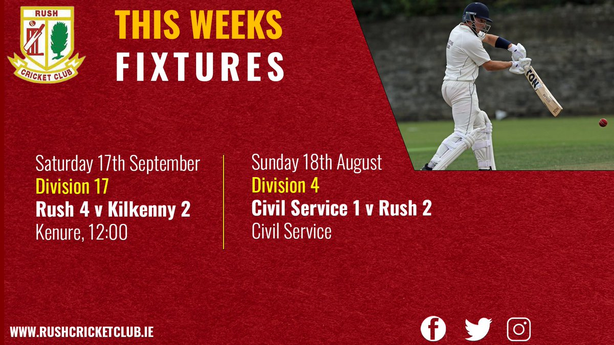 RushCricketClub's tweet photo. 𝙎𝙚𝙖𝙨𝙤𝙣 𝙁𝙞𝙣𝙖𝙡𝙚
The last two fixtures of the 2022 cricket season take place this weekend with our mens 2nd and 4th team taking to the park looking to sign off with two wins.
#RushCC | #CricketLeinster https://t.co/WReO3mS9UX