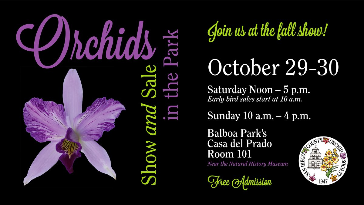 SDOrchids's tweet photo. Mark your calendar! #Orchids #BalboaPark #SanDiego https://t.co/IyBzJckbG7