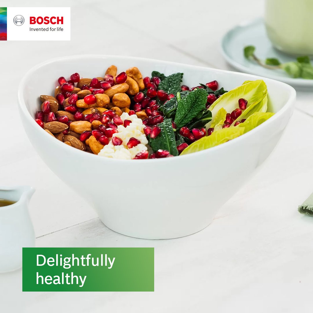 BoschHomeIn's tweet photo. Learn to make a healthy and delicious salad with our easy step-by-step guide. Bring out the chef in you with this pomegranate, kale and nuts salad recipe.
#BoschHomeAppliances #BoschHomeIndia #HomeAppliances #Technology #Innovation #Recipe #RecipePost https://t.co/G8msGK6TMI