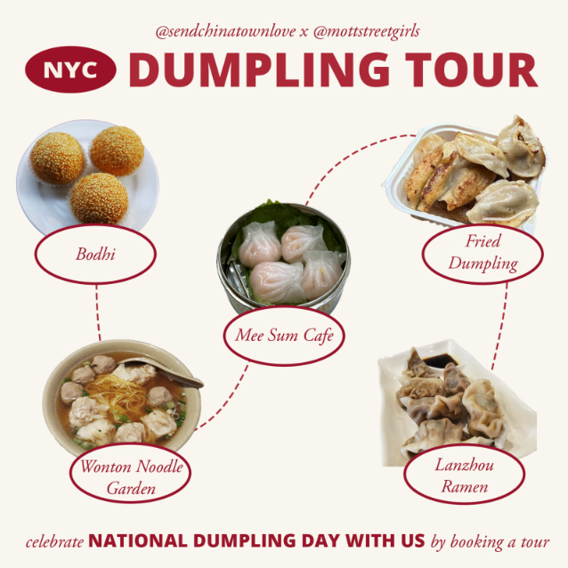 9/26 is #NationalDumplingDay, and @MottStreetGirls + SCL are taking you on a food tour of some of NYC Chinatown’s best dumplings 🙌 Come along for sweet and savory treats by signing up at the link in our bio! #NYCeats