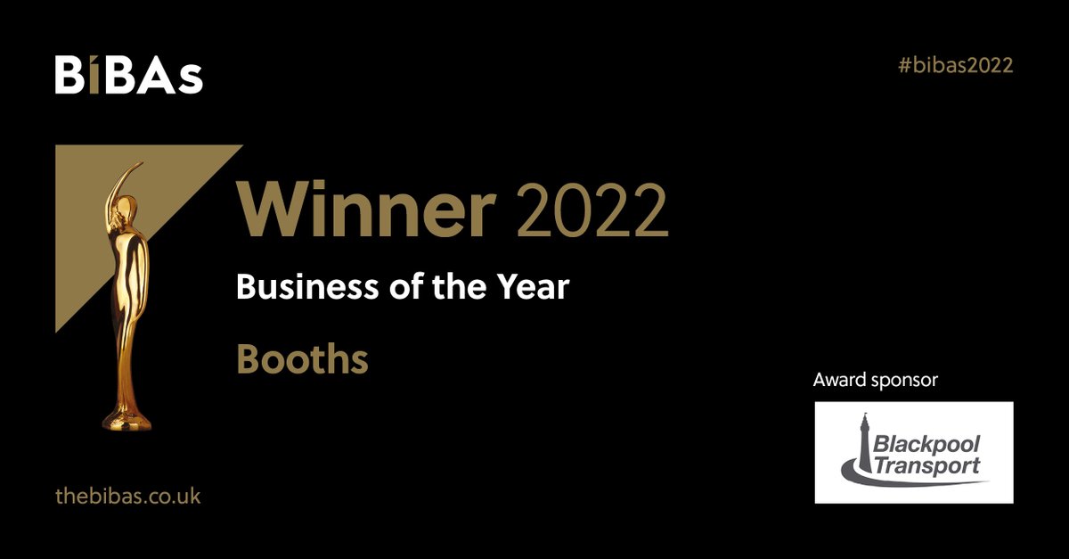 BIBAs2026's tweet photo. The Business of the Year award, presented by Jane Cole, President of the North and Western Lancashire Chamber of Commerce @lancschamber, goes to worthy winner @BoothsCountry. Huge congratulations on this richly deserved win 👏 #Bibas2022 https://t.co/2gNTdMYJqx