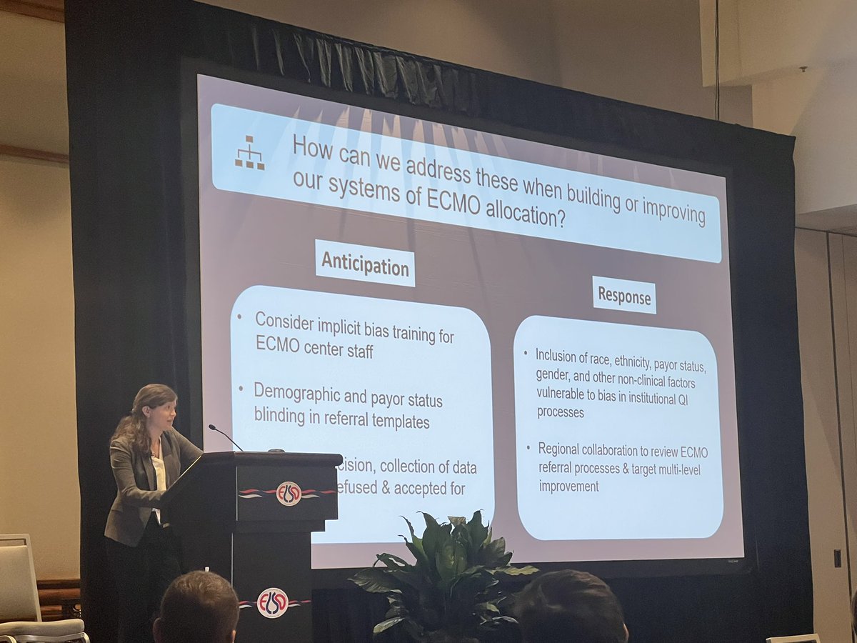 Fantastic talk by <a href="/AnnaC_MD/">Anna Condella, MD</a> on equity in ECMO allocation! #ELSO2022