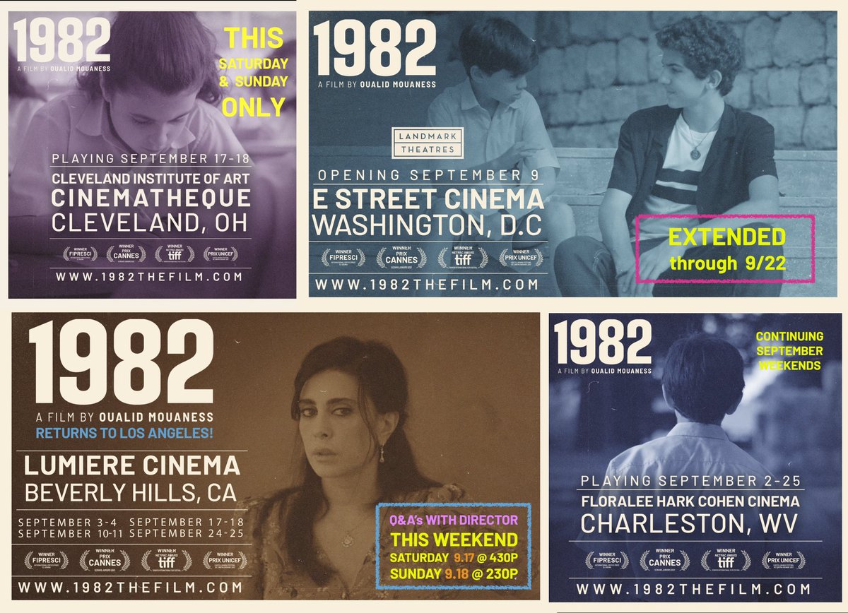 <a href="/1982Movie/">1982 The FILM</a> into week 15 US cinemas 🙏🏼 this weekend! Don’t miss it
<a href="/EStreetCinema/">E Street Cinema</a>  WASHINGTON DC
<a href="/clecinematheque/">Cinematheque</a>  CLEVELAND OH
<a href="/musichall3/">Lumiere Cinema at the Music Hall</a> LOS ANGELES CA
<a href="/wviff/">West Virginia International Film Festival</a> CHARLESTON WV

trailer: youtu.be/PeBx1C7aPzI
site: 1982thefilm.com
<a href="/LAWeekly/">LA Weekly</a> <a href="/washingtonpost/">The Washington Post</a> <a href="/MorningEdition/">Morning Edition</a>