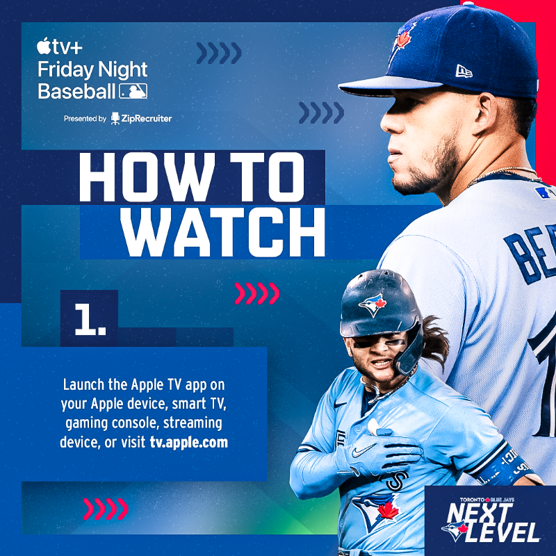 BlueJays's tweet photo. Almost time for #FridayNightBaseball.

Here's how to watch us FREE on @AppleTVPlus tonight 👇