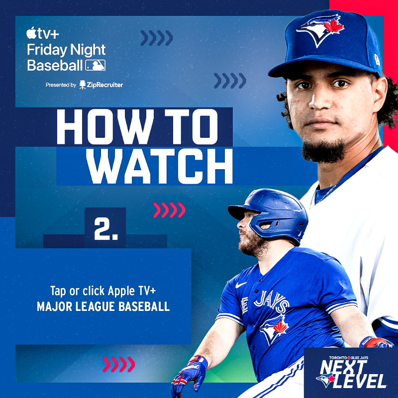 BlueJays's tweet photo. Almost time for #FridayNightBaseball.

Here's how to watch us FREE on @AppleTVPlus tonight 👇